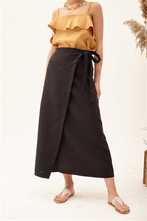 Linen Wrap Skirt Midi Wrap Skirt Skirt For Women Summer Etsy