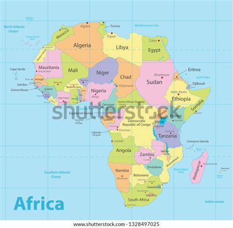 África Mapea Colorido Nuevo Mapa Político Detallado Estados