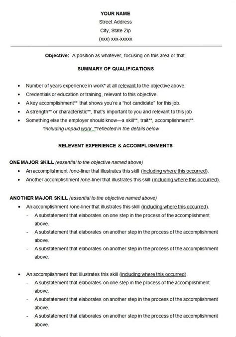 Functional Resume Template 15 Free Samples Examples Format