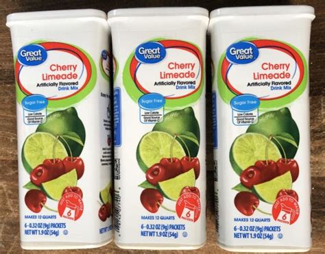 Great Value Drink Mix Cherry Limeade Sugar Free 19 Oz 6 Count For