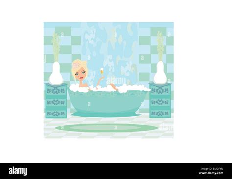 Girl Relaxes In The Bath Stock Vector Image And Art Alamy