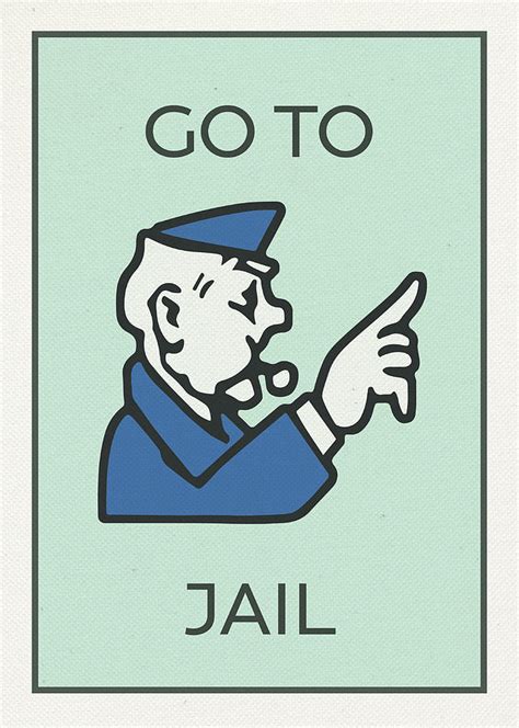 Go To Jail Vintage Monopoly Board Game Theme Card Mixed Media By Design