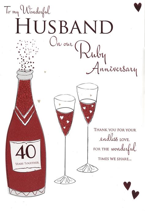 For My Husband On Our Ruby 40th Wedding Anniversary Card Icg