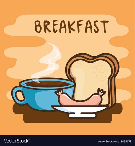 Cute Kawaii Breakfast Food Cartoon Royalty Free Vector Image