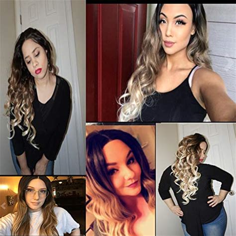 Sylvia 24 Ombre Black To Brown Lace Front Wig With Blonde Tips Mixed