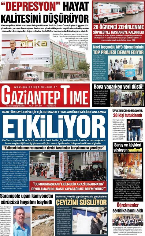 06 Nisan 2022 tarihli Gaziantep Time Gazete Manşetleri