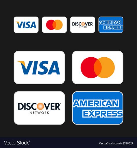 Visa Mastercard American Express Logo Icons Set Vector Image