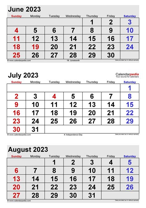 June July 2023 Calendar 2023 Holidays