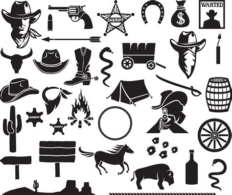 Wild West Cowboys Icons Set 2335979 Vector Art At Vecteezy
