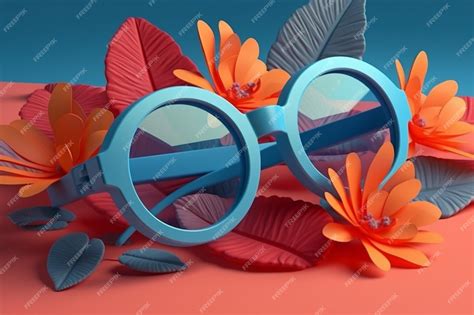 premium ai image a pair of sunglasses with a flower pattern on the top