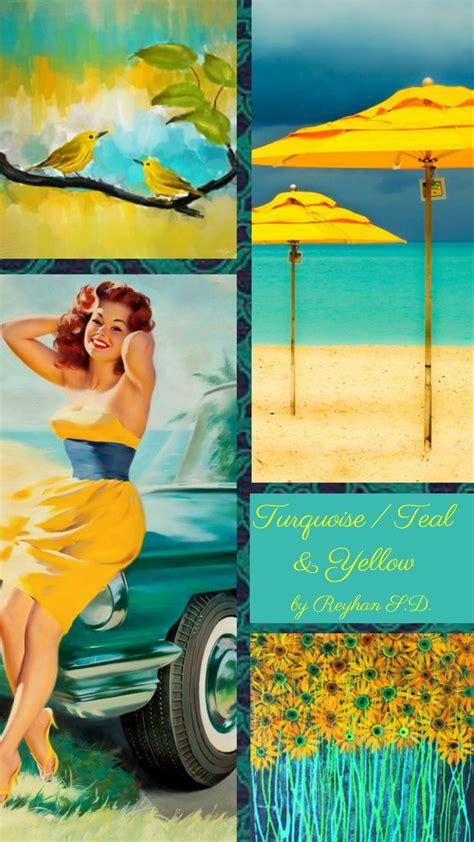 Turquoise Teal And Yellow By Reyhan Seran Dursun Turquoise Color