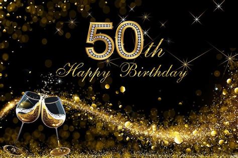 Fabulous Luxurious 50th Birthday Backdrop Custom Goloden Glitter Dots Background Goblet