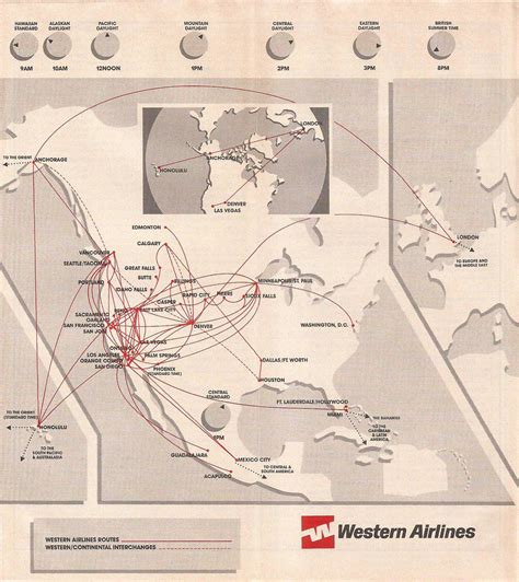 Western Airlines Route Map 1981 Route Map Map Airlines