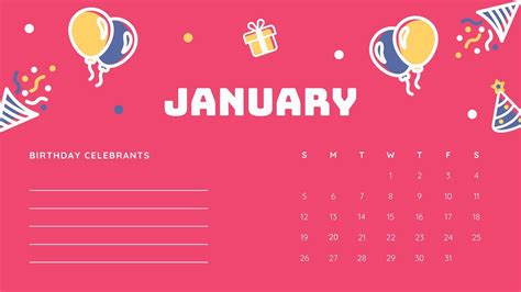 Free Printable Customizable Birthday Calendar Templates Canva