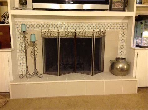 Mosaic Tile Fireplace Fire Place Redo Over Red Brick Fireplace