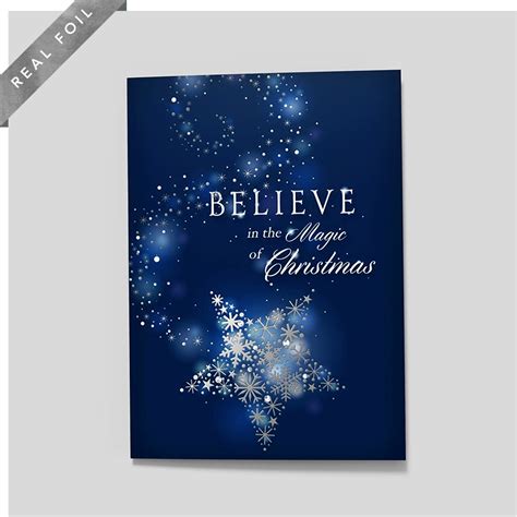 Magical Silver Star Premium Foil By 123print Holiday Design Card
