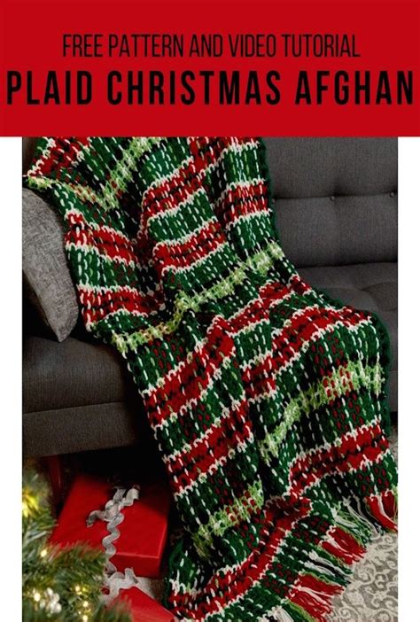 How To Crochet Plaid Christmas Afghan Pattern Christmas Afghan