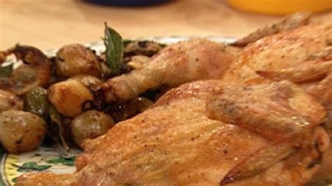 Roast Half Spring Chickens With Potatoes Olives And Lemon Recipe