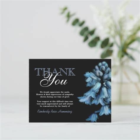 Funeral Thank You Note Bluebell Flowers Zazzle