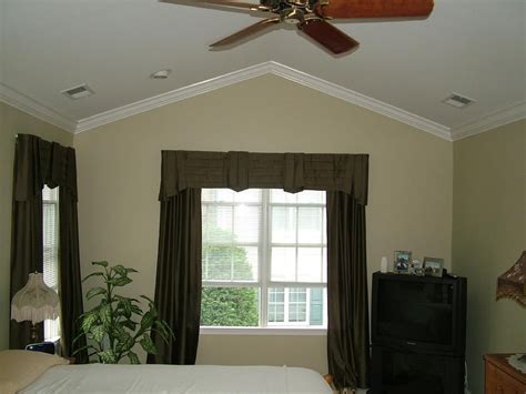 Parties crown molding vaulted ceilings. Single Layer 5-1/4" Crown Molding (45M) on a Vaulted ...