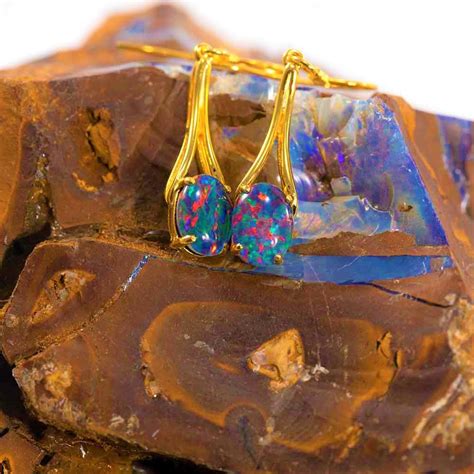 Melted Sunlight 18kt Gold Plated Drop Natural Australian Opal Earrings