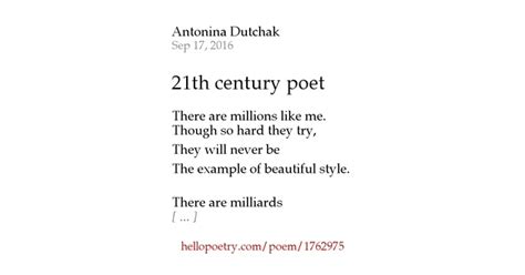 21th Century Poet By Antonina Dutchak Hello Poetry