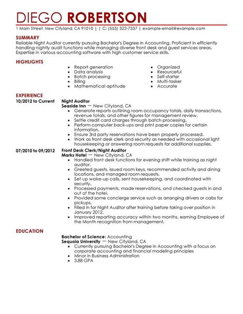 To acquire the position of an assistant auditor at mayridge corporation, and help the management in complying with tax regulations and effective. Night Auditor Resume Examples - Free to Try Today | MyPerfectResume