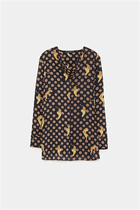 Image 9 Of TIGER PRINT BLOUSE From Zara Printed Blouse Blouse Fashion