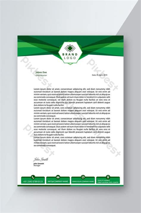 Professional Letterhead Templates Green Stylish Design Ai Free