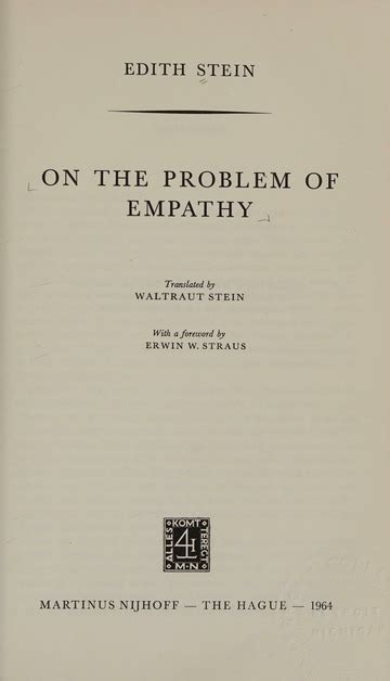 on the problem of empathy stein edith saint 1891 1942 free download borrow and