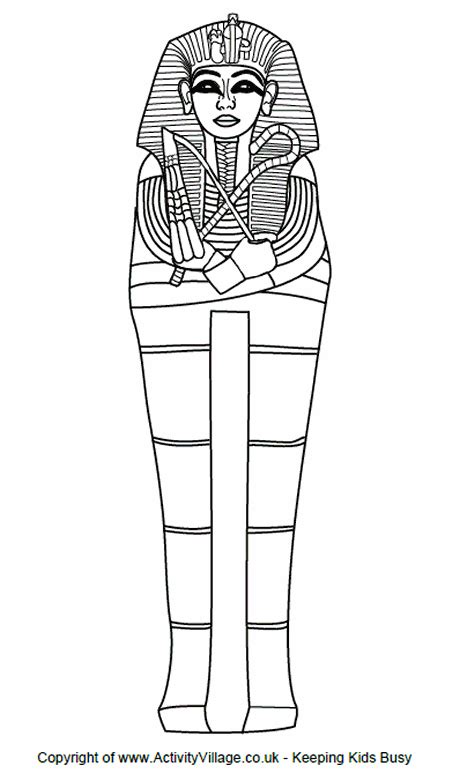 Make your own egyptian masks, pyramids, sphinx. Sarcophagus Colouring Page