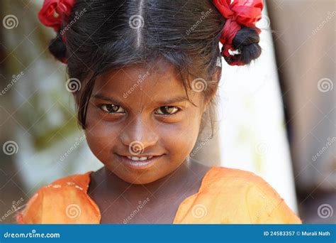 Indisches Dorf Mädchen Stockbild Bild Von Glücklich 24583357