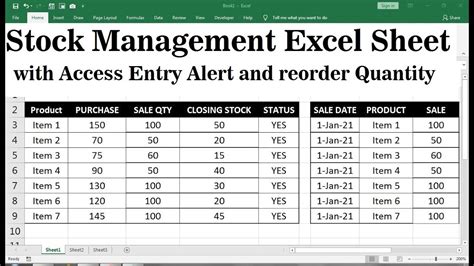 Stock Management In Excel Sheet Youtube