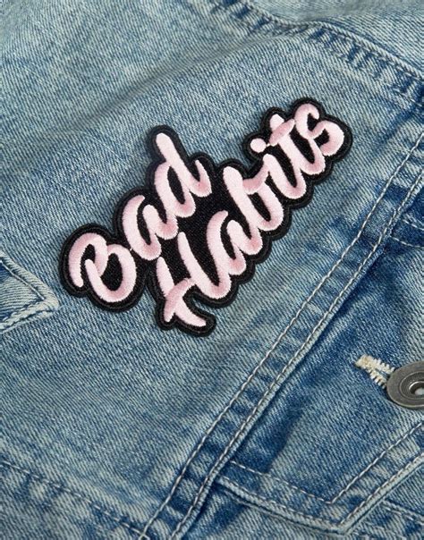 Skinnydip Bad Habits Iron On Patches At Asos Com Embroidered Patches Patches Jacket Jean