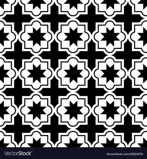 Moroccan Tiles Design Seamless Black Pattern Vector Image