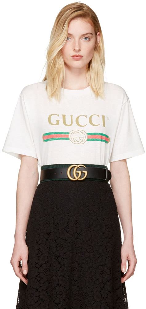 Gucci White Floral Patch Logo T Shirt ModeSens Fashion Women