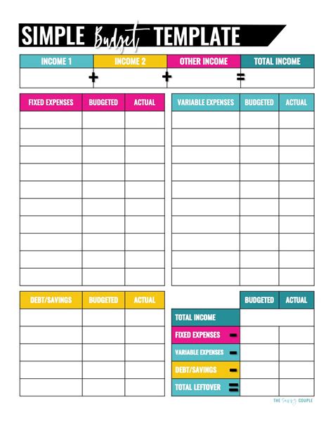 Free Simple Monthly Budget Template