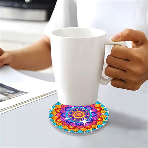 6pcs Diy Acrylic Diamond Painting Mandala Coaster Set