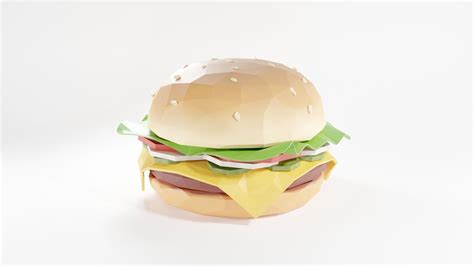 3d Model Burger Low Poly Hamburger Made Out Of Paper Vr Ar Low Poly Cgtrader