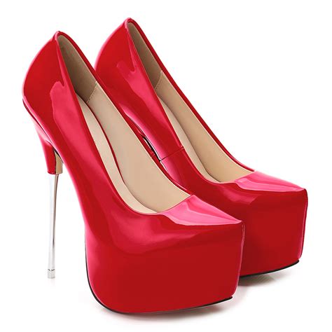 16cm Red Sexy Plated Metal With Cd Cross Dressers Platform Heels Sexy