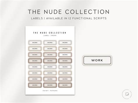 The Nude Collection Script Labels Minimal Functional Planner Sticker