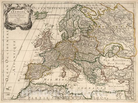 Historic Map Europe 1697 Vintage Wall Art Old Map Vintage Maps