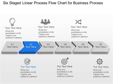 There are a lot of uses of flow charts, especially the process flow chart which can be used to indicate certain tasks and the process that constitutes the. Six Staged Linear Process Flow Chart For Business Process ...