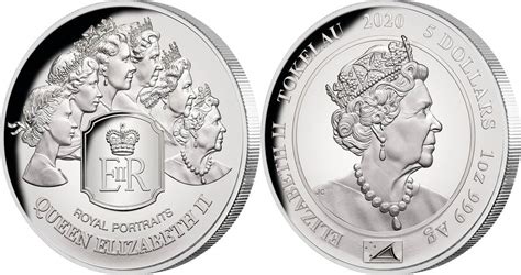 5 Dollars Royal Portraits Queen Elizabeth Ii 1 Oz Silver Coin 5 Tokelau 2020 Proof Русские