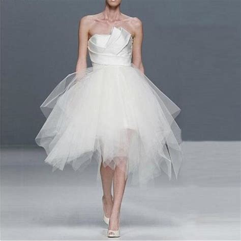Sexy Off The Shoulder Asymmetrical Soft Tulle White Layer Ruffle Prom Formal Dresses The Bride