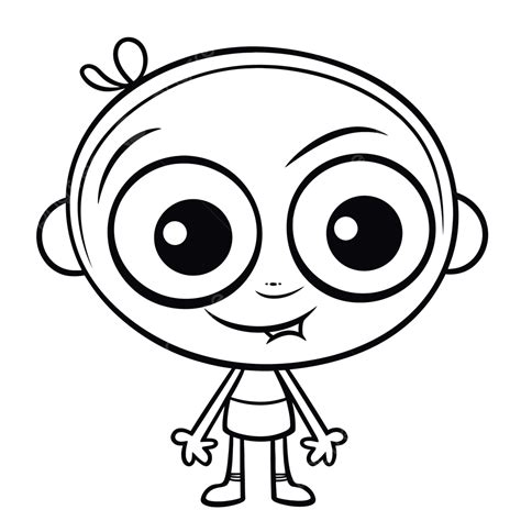Cartoon Baby With Big Eyes Coloring Pages Outline Sketch Drawing Vector