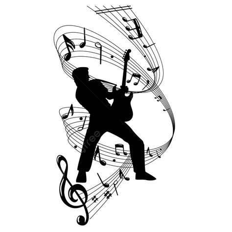 Guitarist And Music Note Silhouette Guitarist Music Note Png And