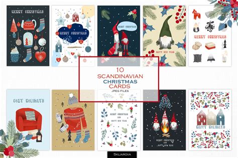 Scandinavian Christmas Cards By Happywatercolorshop Thehungryjpeg