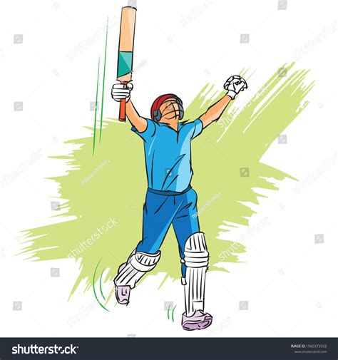 Cricket Player Playing Cricket Vector Illustration Stock Vector
