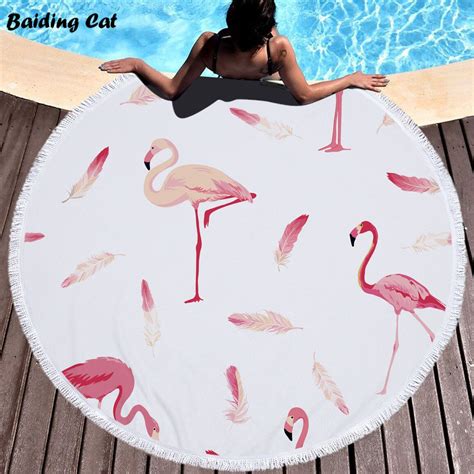 New Style 2019 Popular Flamingo Beach Towels 150cm Round Microfiber